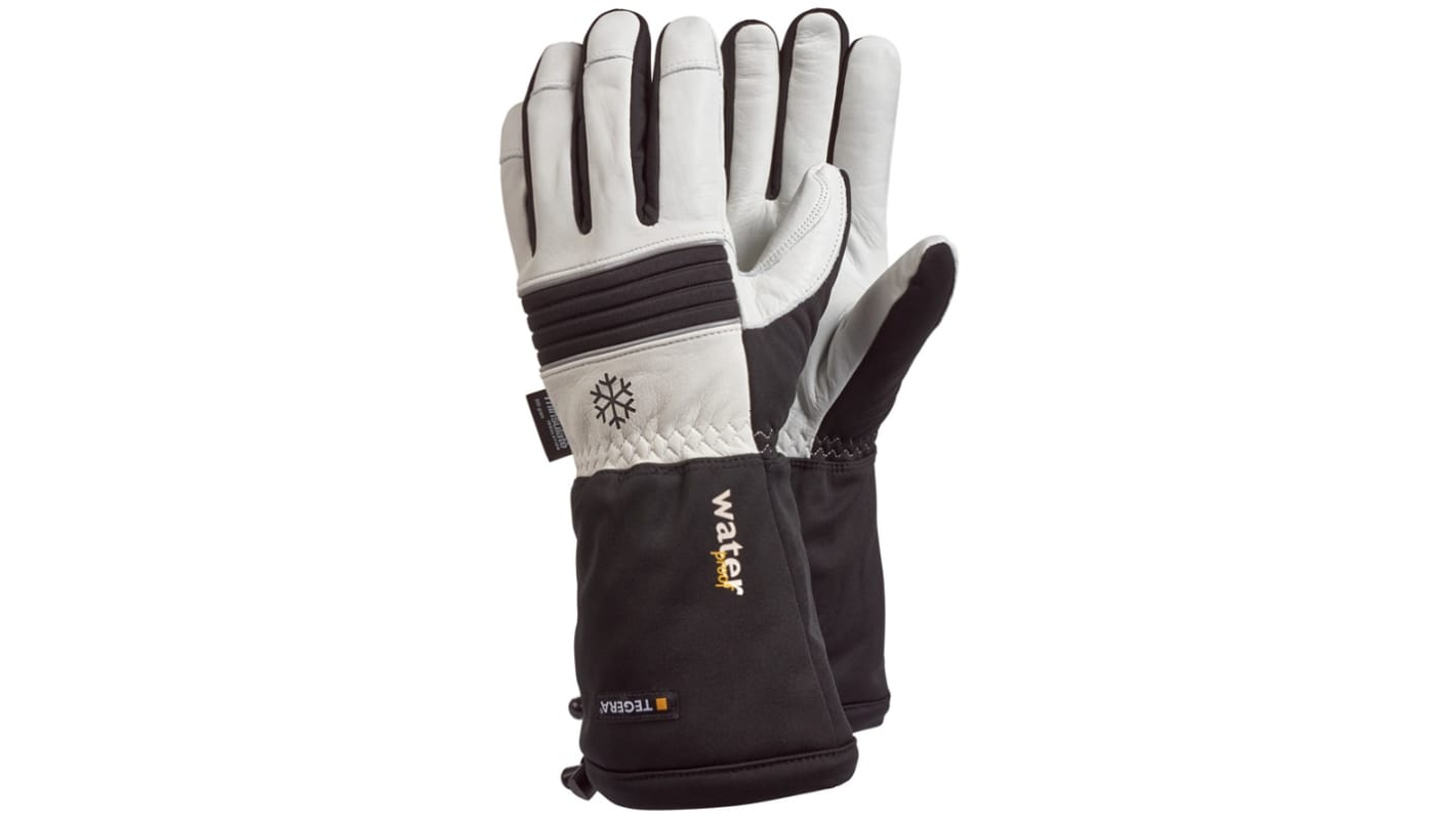 Tegera TEGERA Black, White Leather Cold Resistant Work Gloves, Size 12