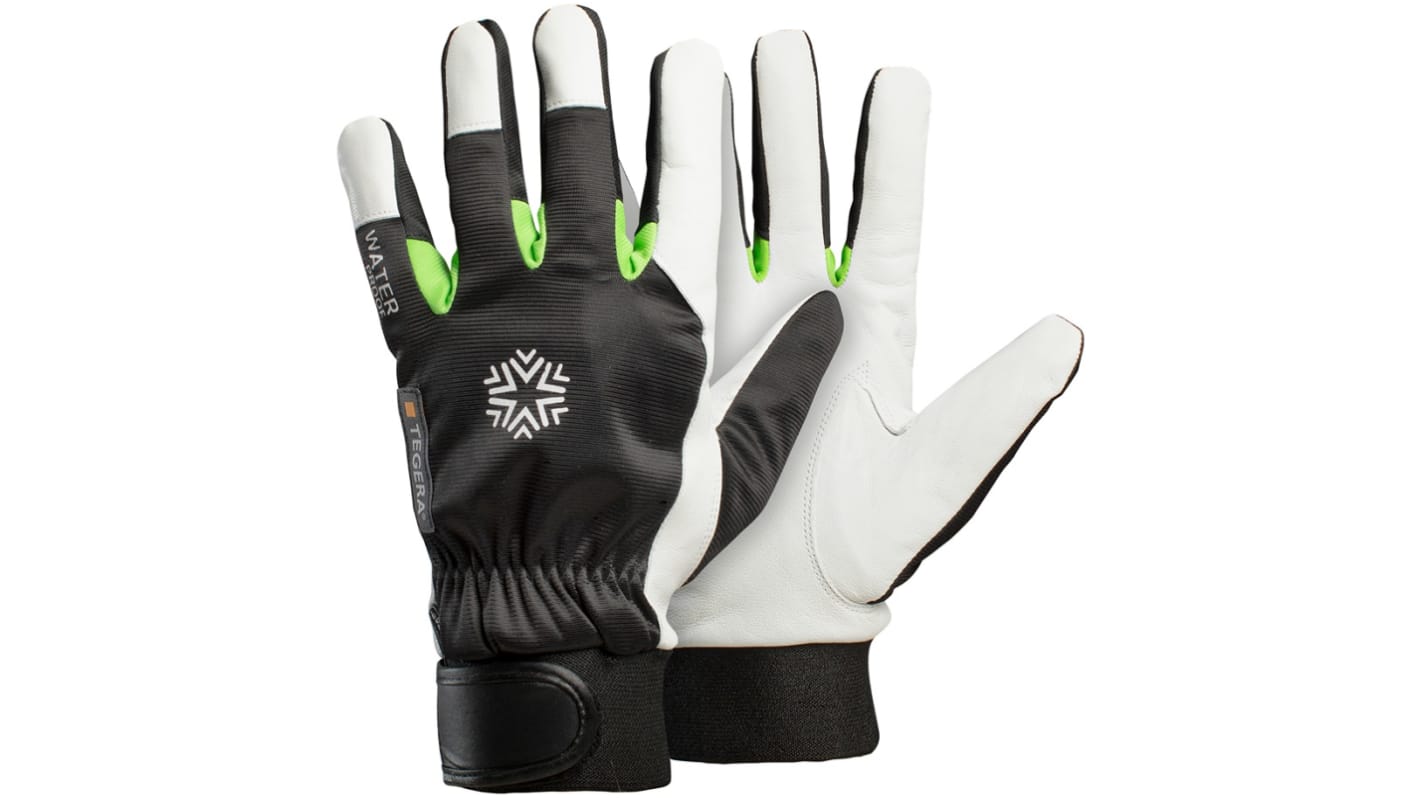 Tegera TEGERA Black, Green, White Leather Cold Resistant Work Gloves, Size 12