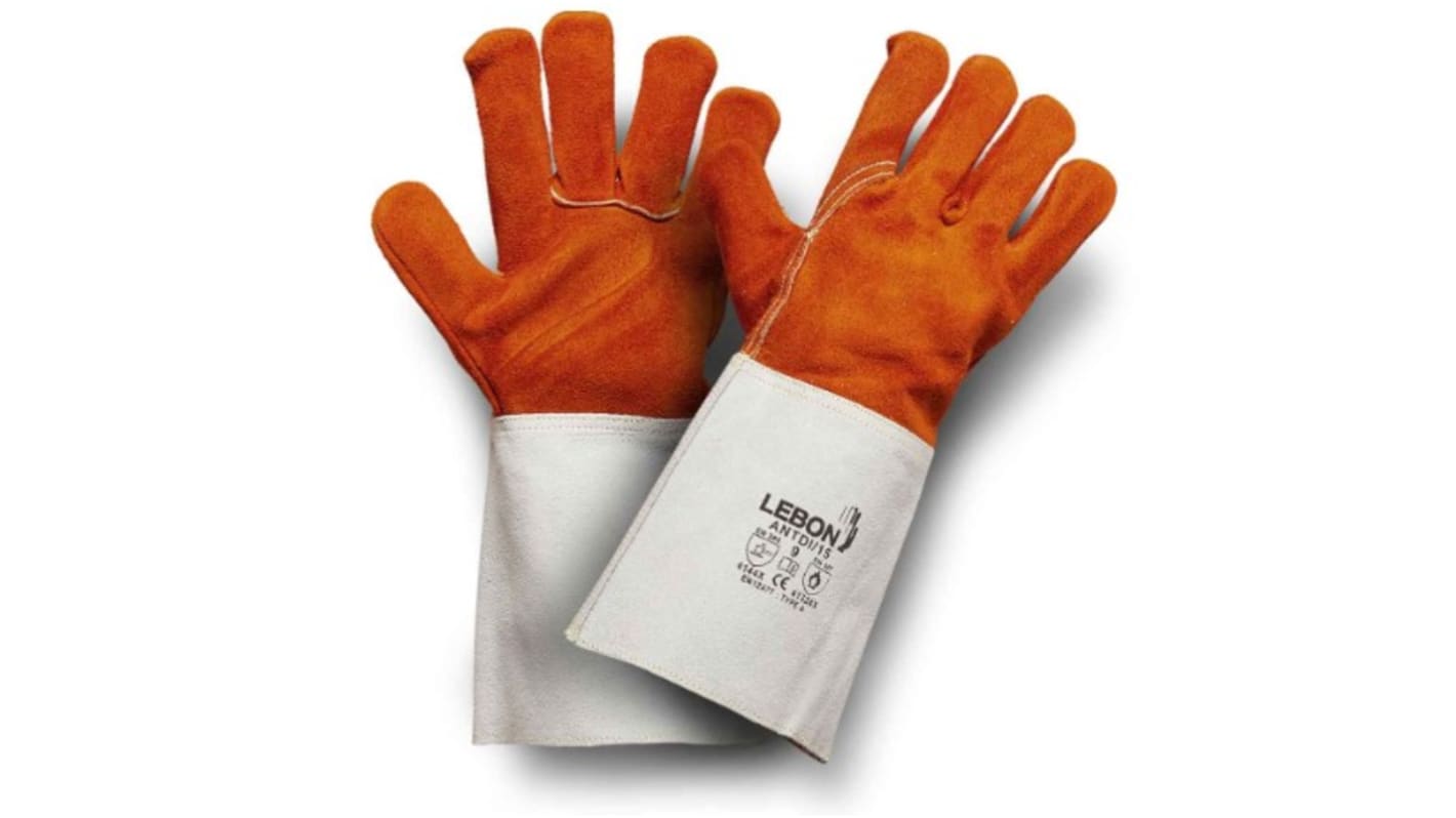 Lebon Protection ANTDI/15 Brown Leather Welding Gloves, Size 8