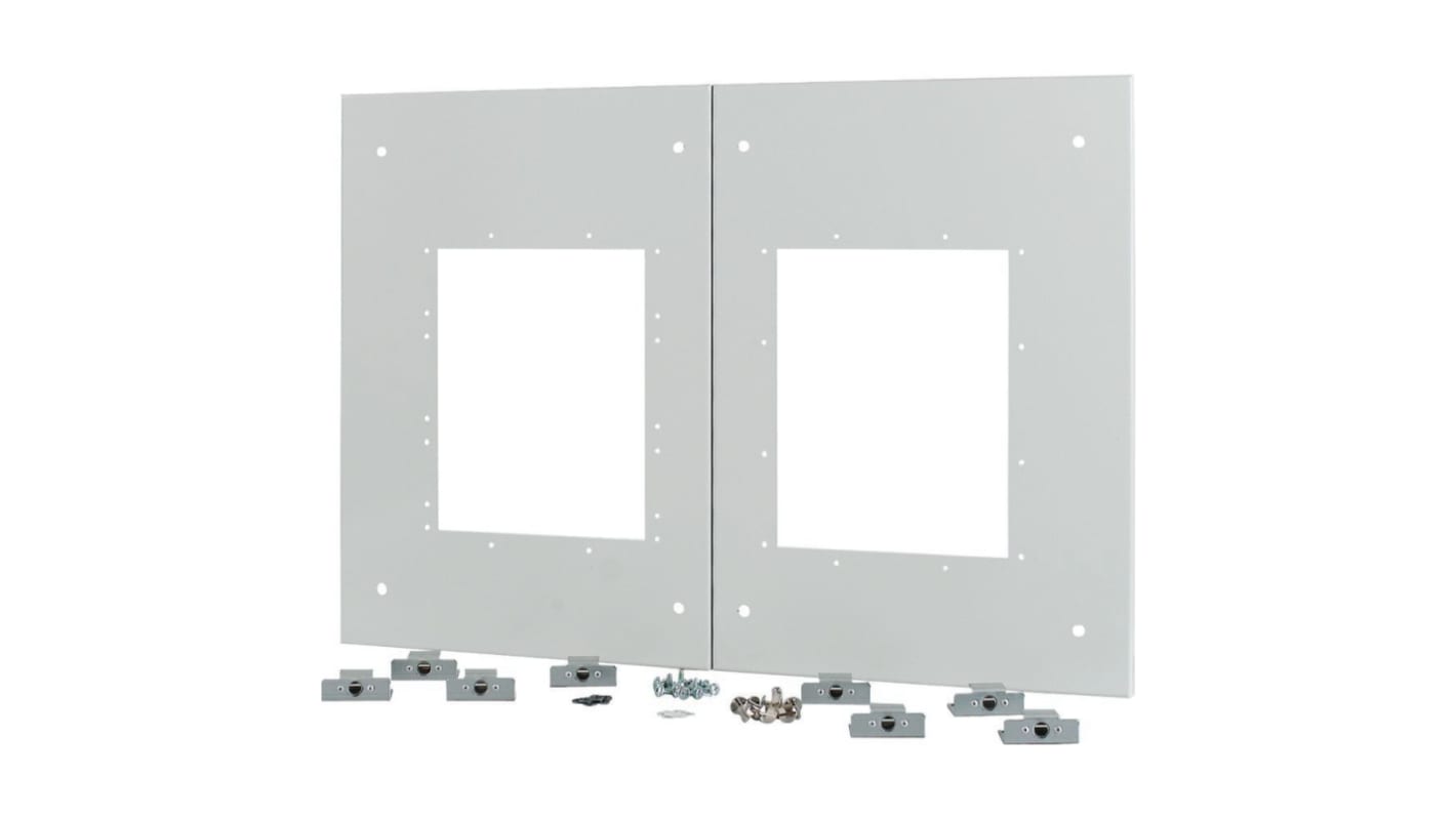 Eaton Grey 2 Gang Blind Plate Metal Faceplate & Mounting Plate