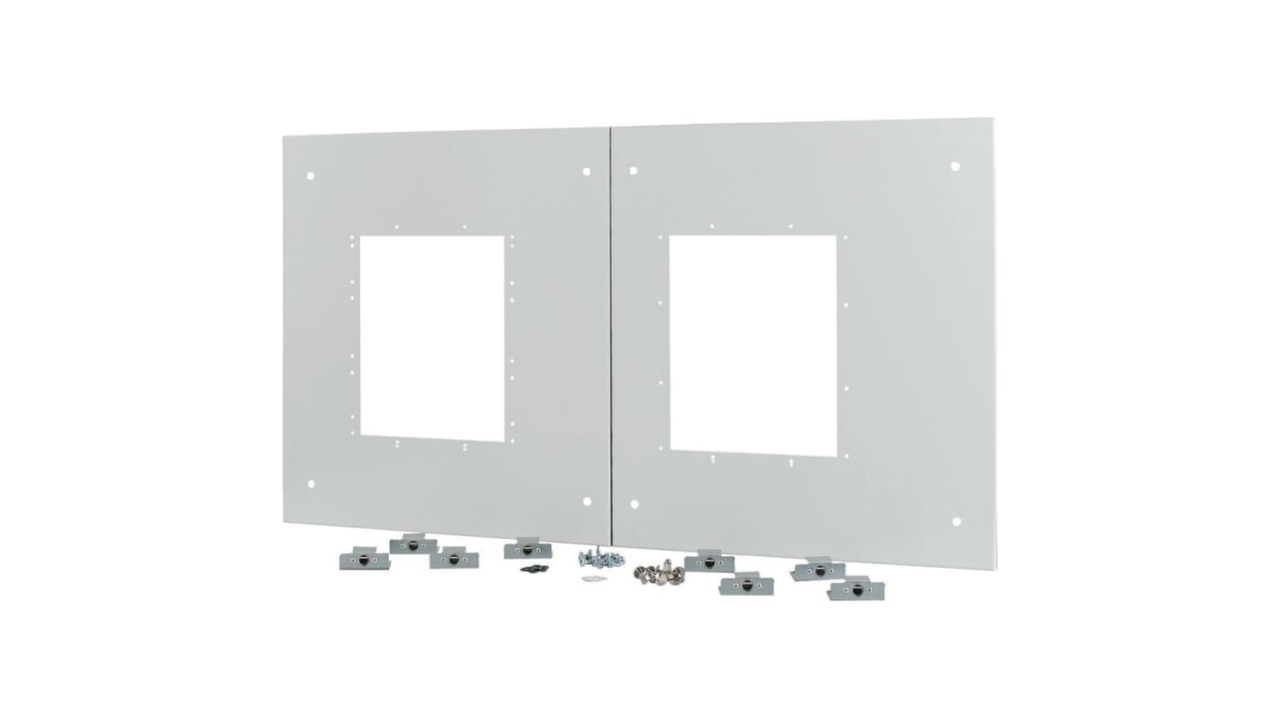 Eaton Grey 2 Gang Blind Plate Metal Faceplate & Mounting Plate