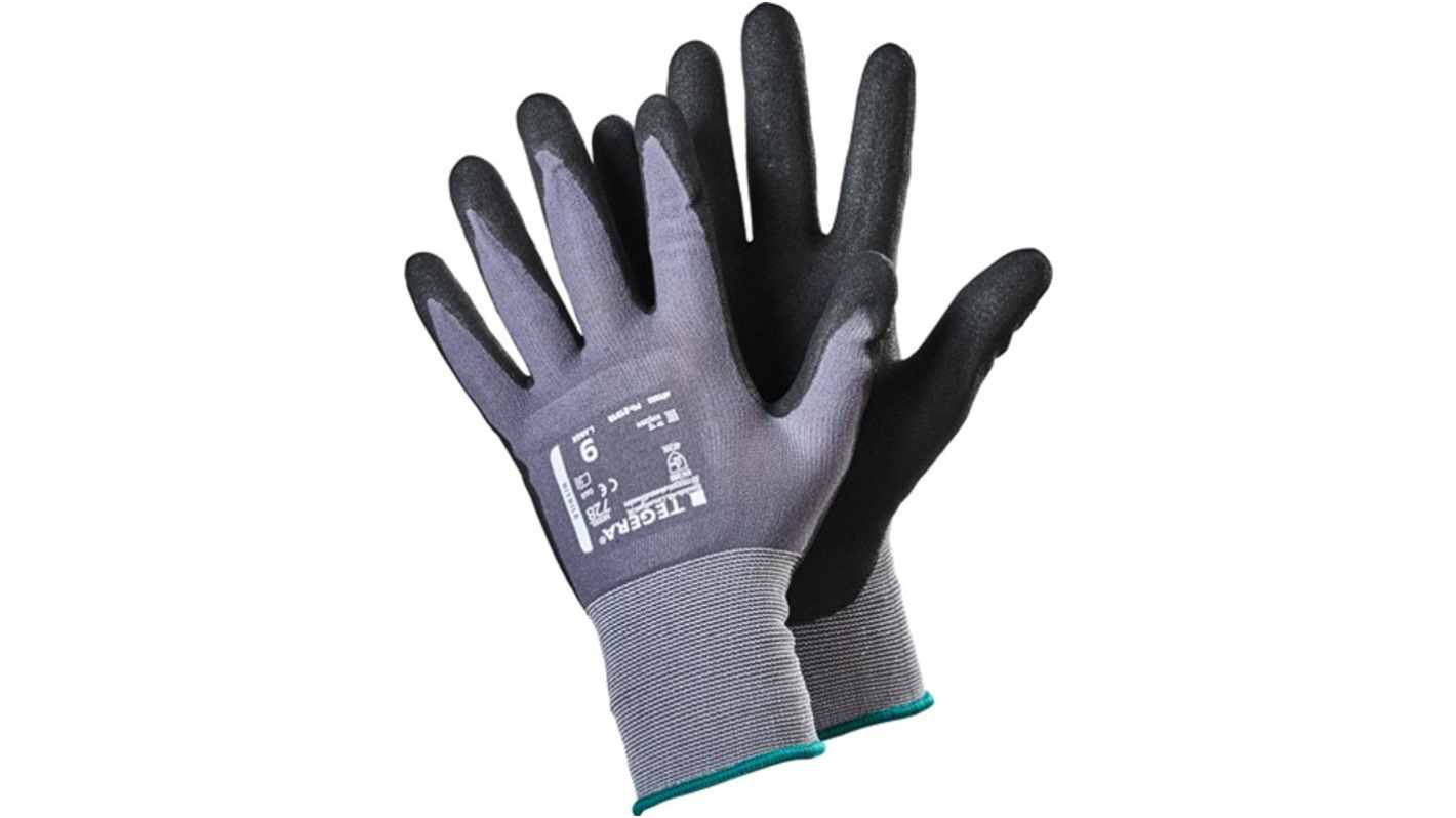 Tegera TEGERA Black, Grey Nylon, Spandex Dry Environment Work Gloves, Size 7, Nitrile Coating