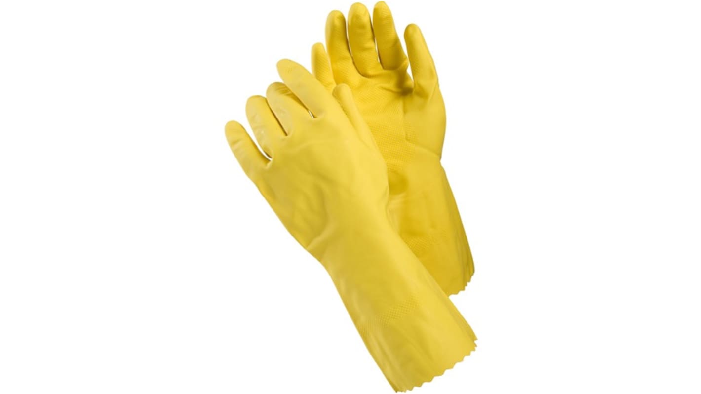 Tegera TEGERA Yellow Latex Chemical Resistant Work Gloves, Size 9