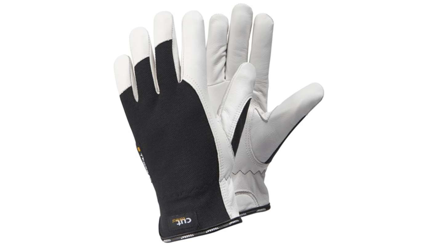 Tegera TEGERA Black, White Leather Cut Resistant Work Gloves, Size 7