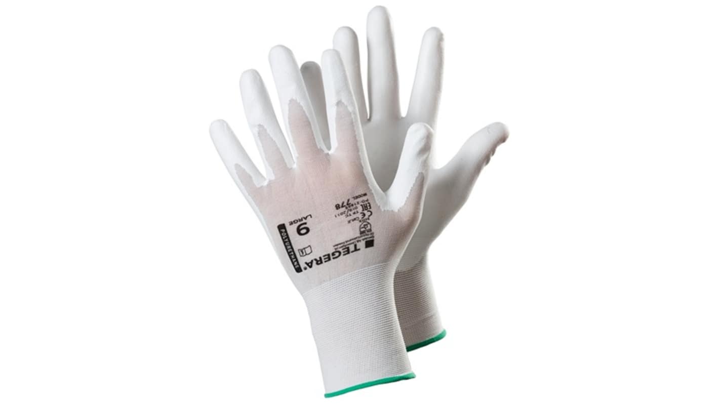 Tegera TEGERA White Nylon Dry Environment Work Gloves, Size 7, Polyurethane Coating