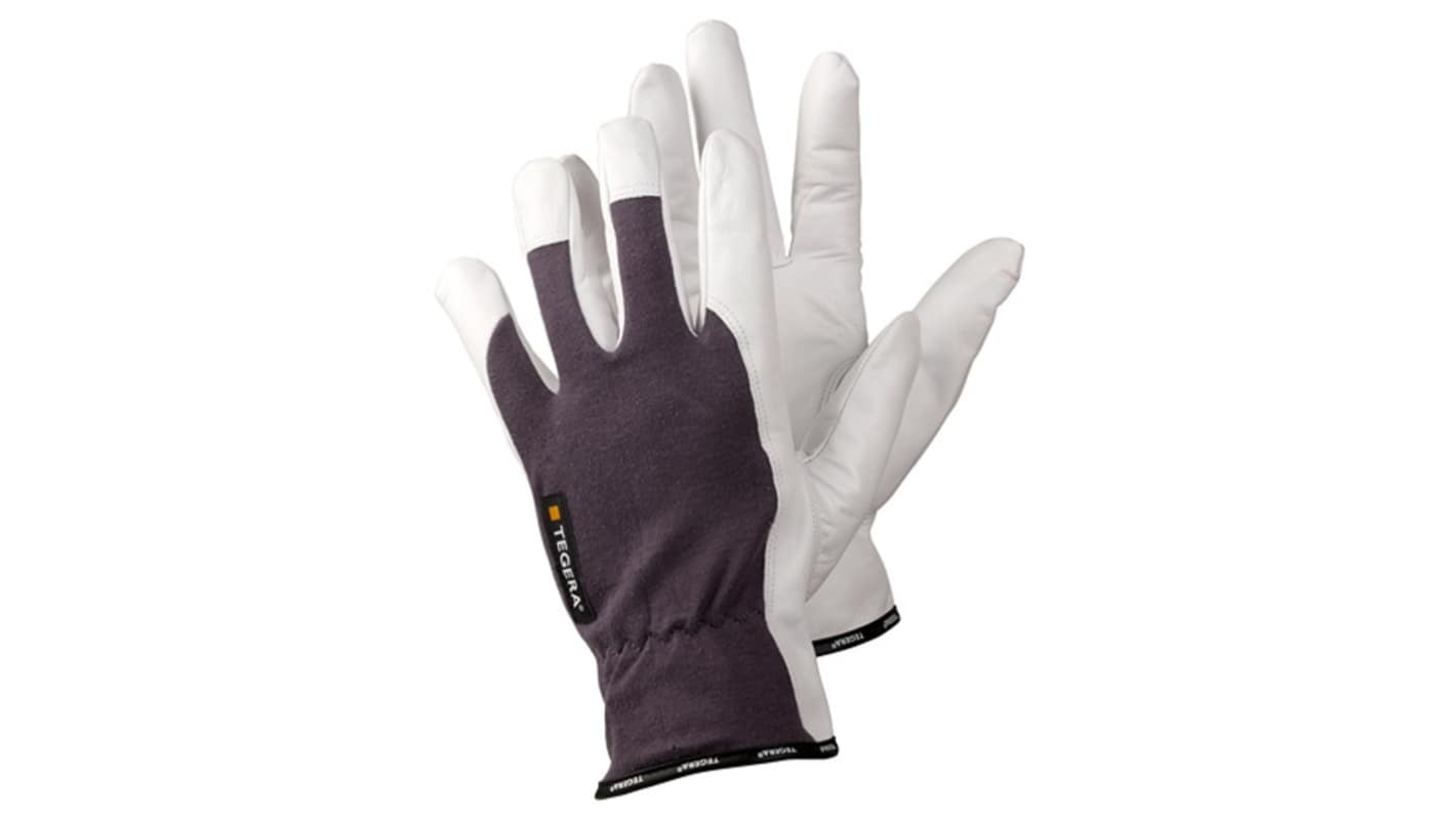 Tegera TEGERA Grey, White Leather Dry Environment Work Gloves, Size 11