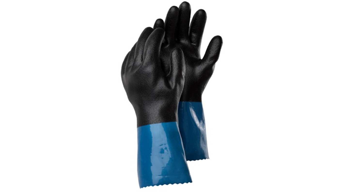 Tegera TEGERA Black, Blue Nylon, Tricot Chemical Resistant Work Gloves, Size 10, Nitrile, PVC Coating