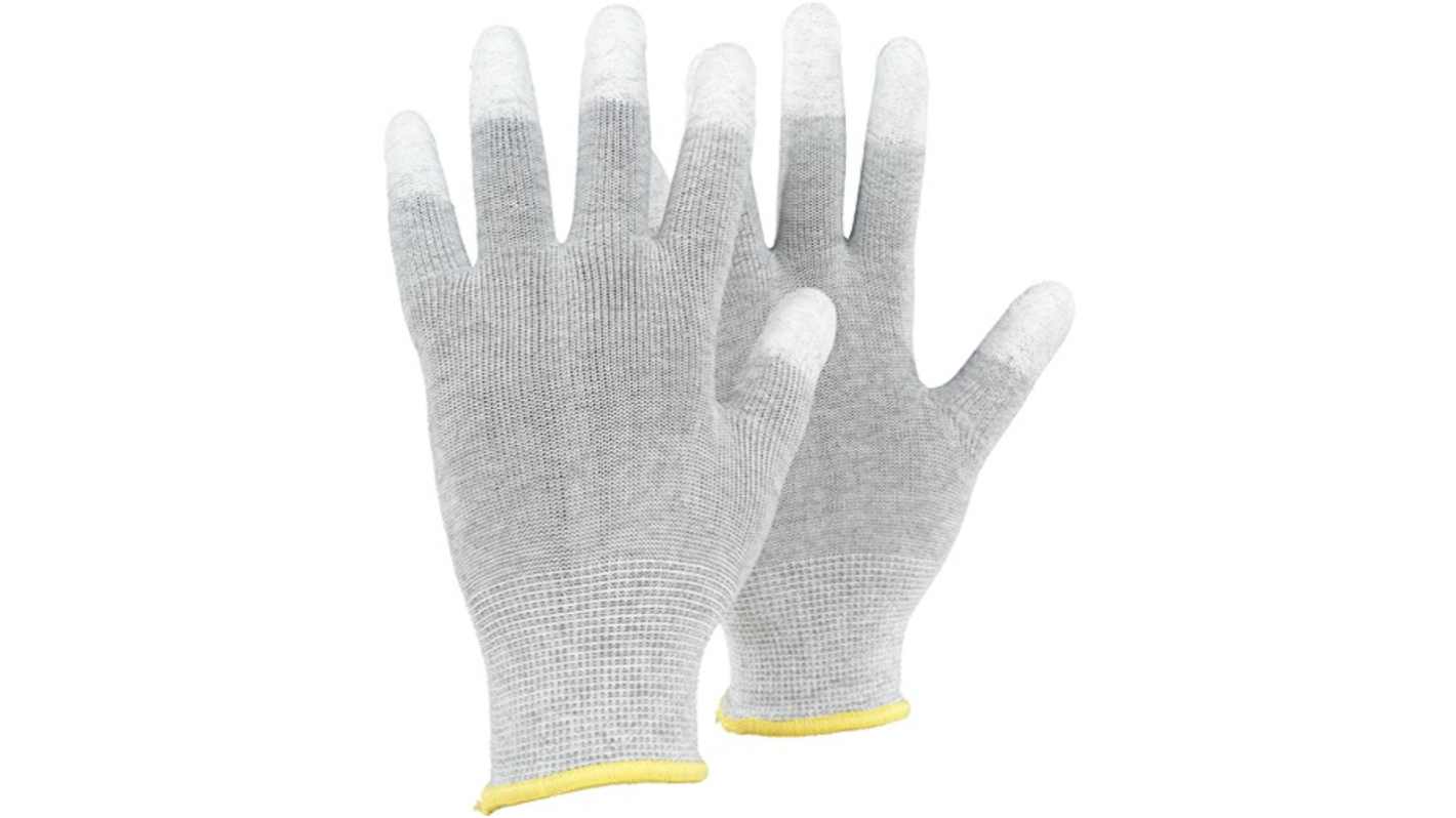 Tegera TEGERA Grey, White Carbon, Polyester ESD Protection Work Gloves, Size 12, Polyurethane Coating