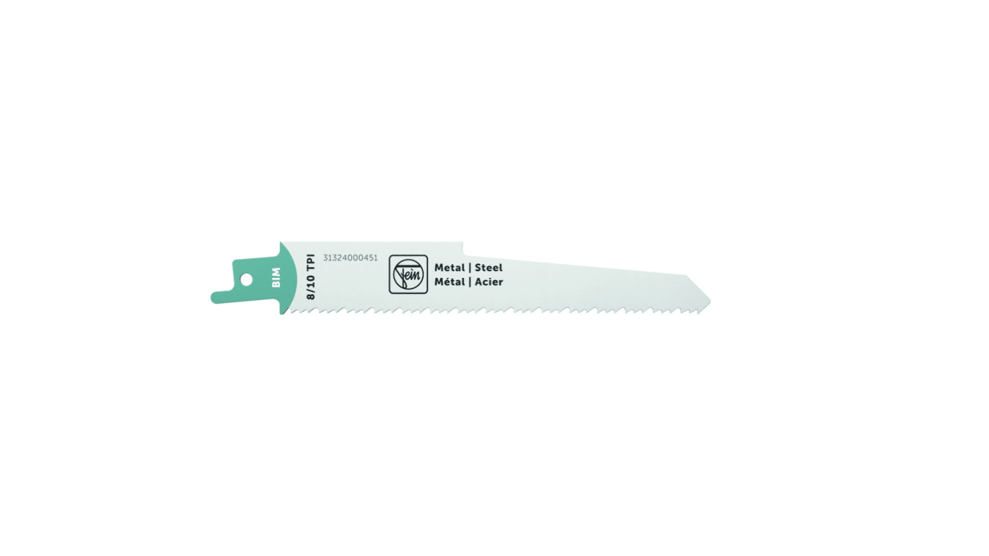 FEIN, 8/10 Teeth Per Inch Metal 150mm Cutting Length Reciprocating Saw Blade, Pack of 3