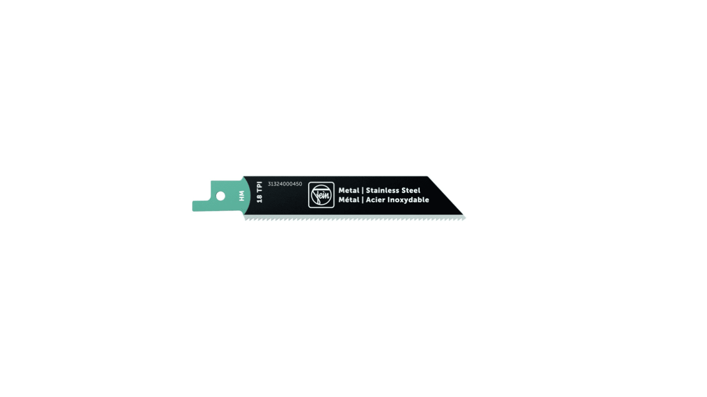 FEIN, 18 Teeth Per Inch Metal 115mm Cutting Length Reciprocating Saw Blade, Pack of 3