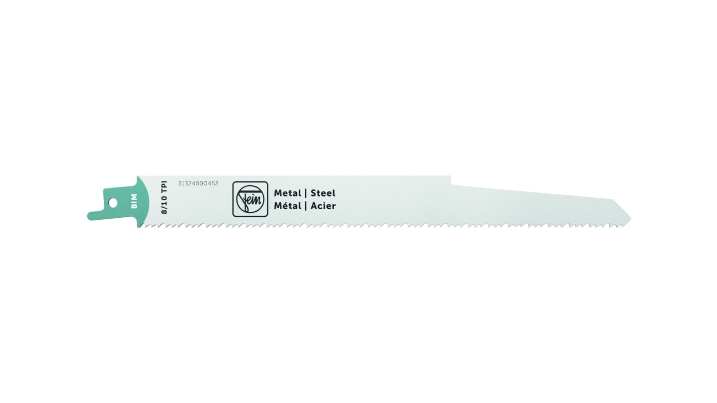 FEIN, 8/10 Teeth Per Inch Metal 225mm Cutting Length Reciprocating Saw Blade, Pack of 3