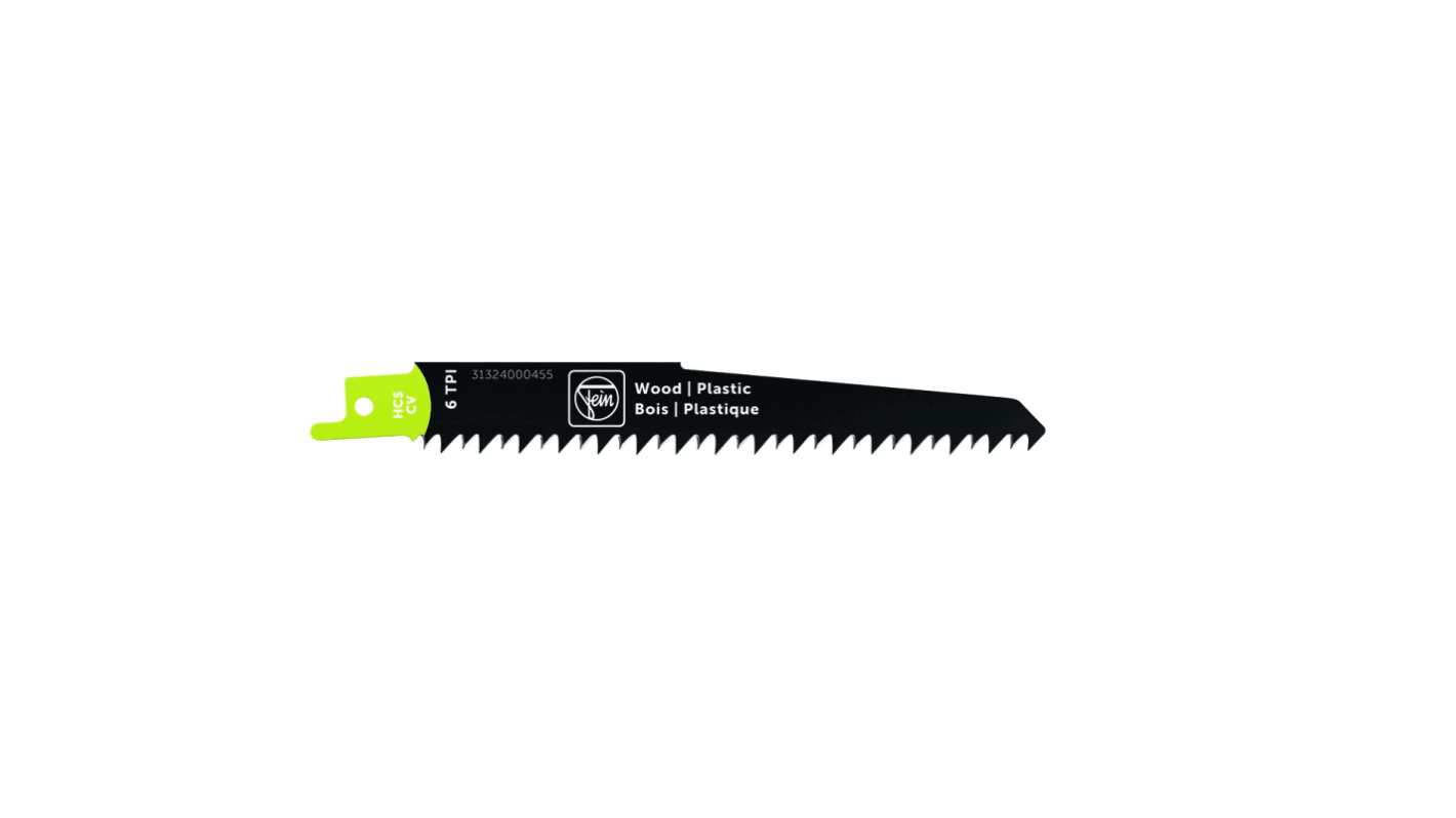 FEIN, 6 Teeth Per Inch Plastic 150mm Cutting Length Reciprocating Saw Blade, Pack of 3