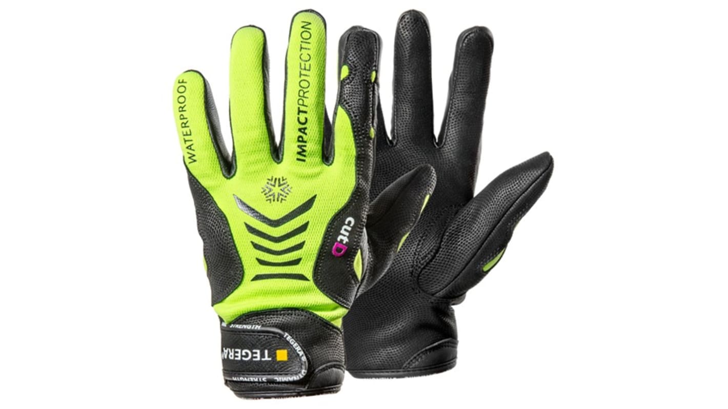 Tegera TEGERA Black, Yellow Leather Cold Resistant Work Gloves, Size 12