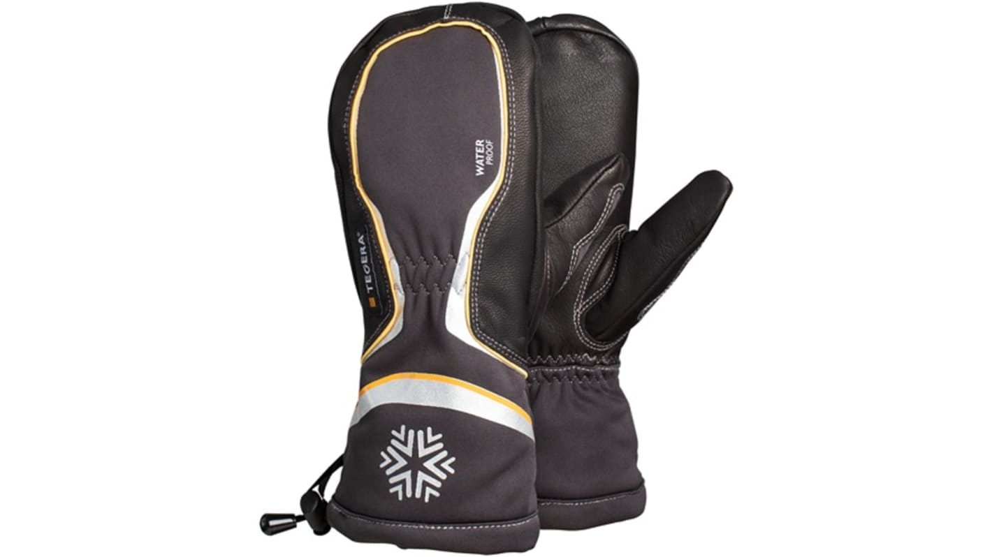 Tegera TEGERA Black, Grey Leather Cold Resistant Work Gloves, Size 11