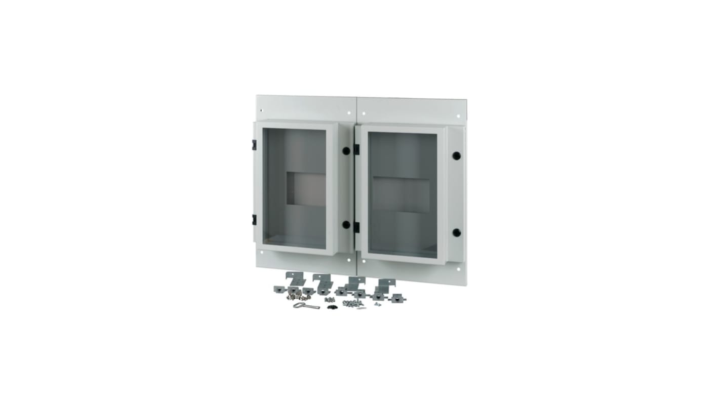 Eaton Grey 2 Gang Front Plate Steel Faceplate & Mounting Plate