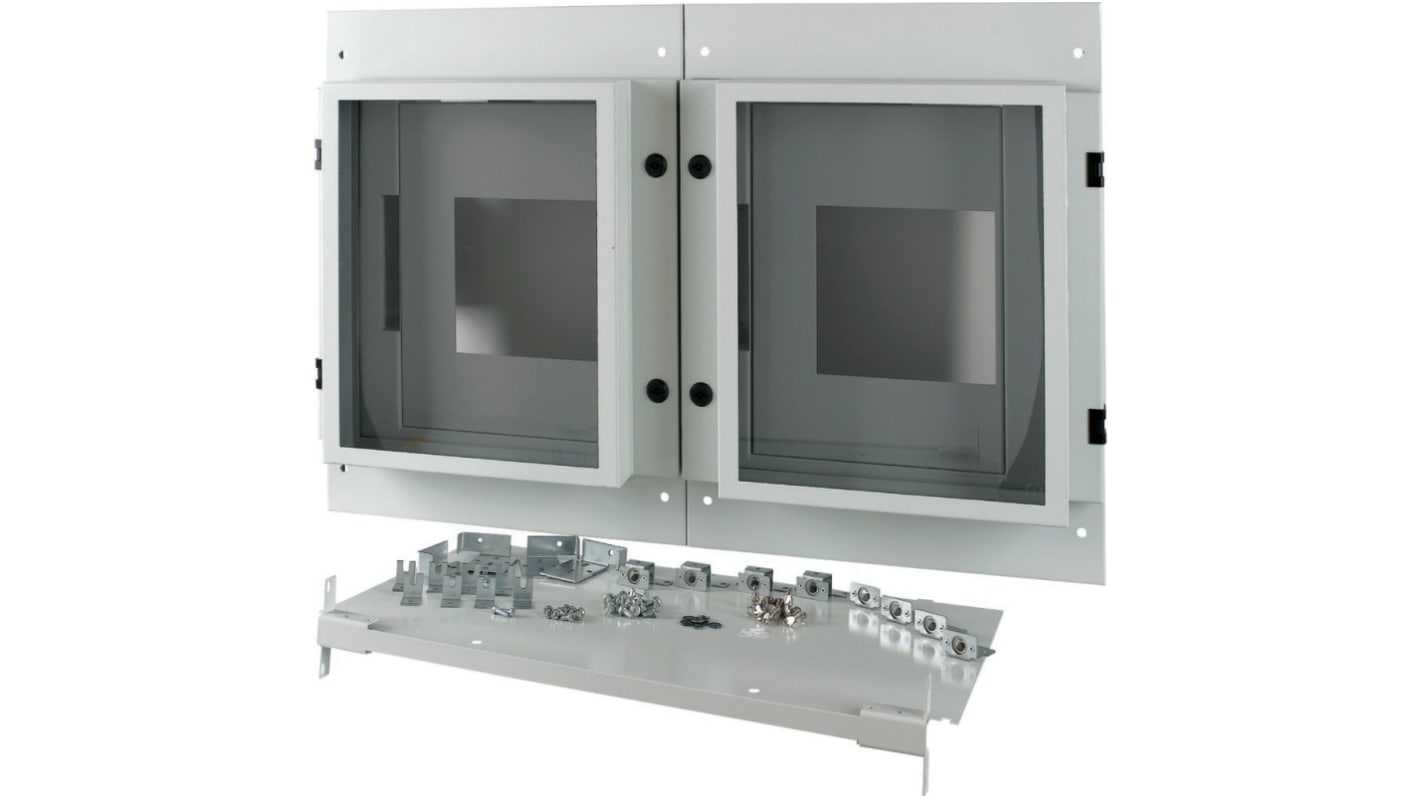 Eaton Grey 2 Gang Front Plate Steel Faceplate & Mounting Plate