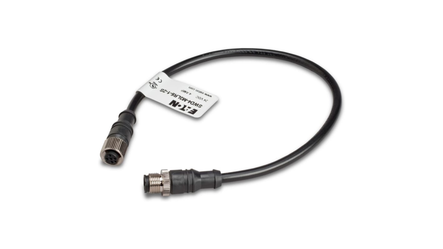 Eaton Straight Male M12 to Straight Female M12 Cable, 300mm