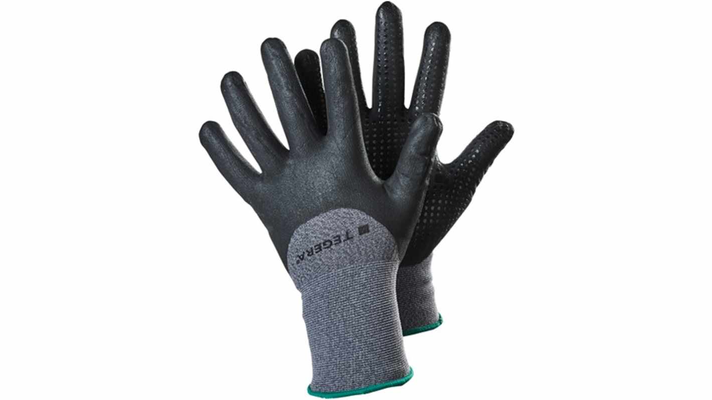 Tegera TEGERA Black, Grey Nylon, Spandex Dry Environment Work Gloves, Size 7, Nitrile Coating