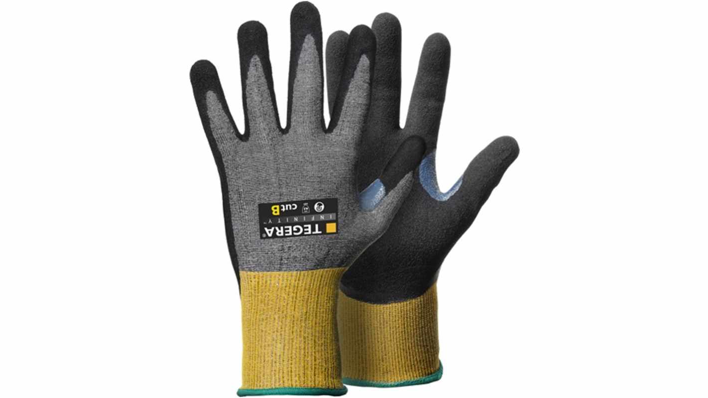 Tegera TEGERA Green, Yellow Carbon, CRF Technology, HPPE, Nylon, Stainless Steel Fibre Yarn Cut Resistant Work Gloves,