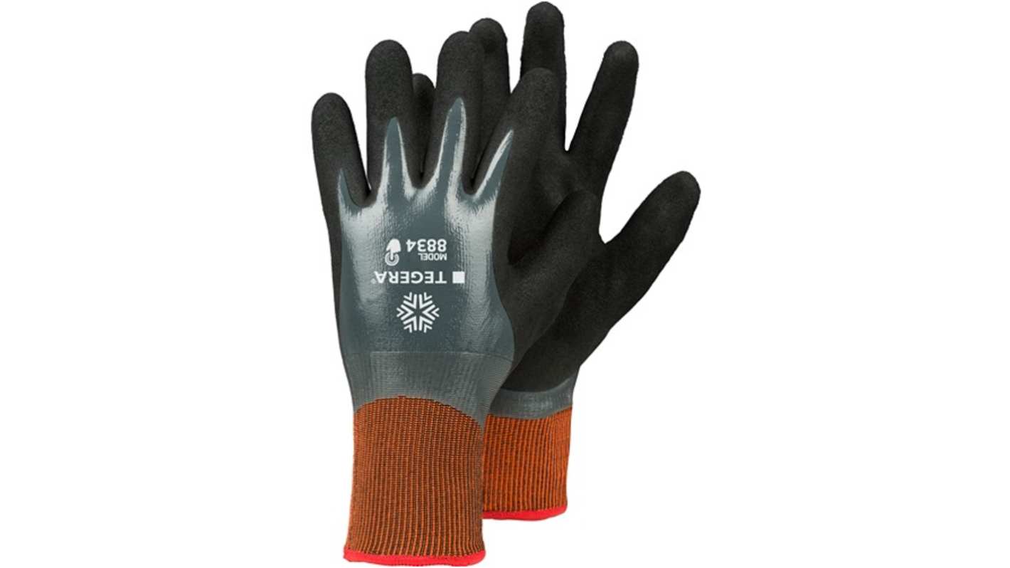 Tegera TEGERA Black, Grey, Orange Acrylic, Polyester (Liner) Cold Resistant Work Gloves, Size 11, Nitrile Coating