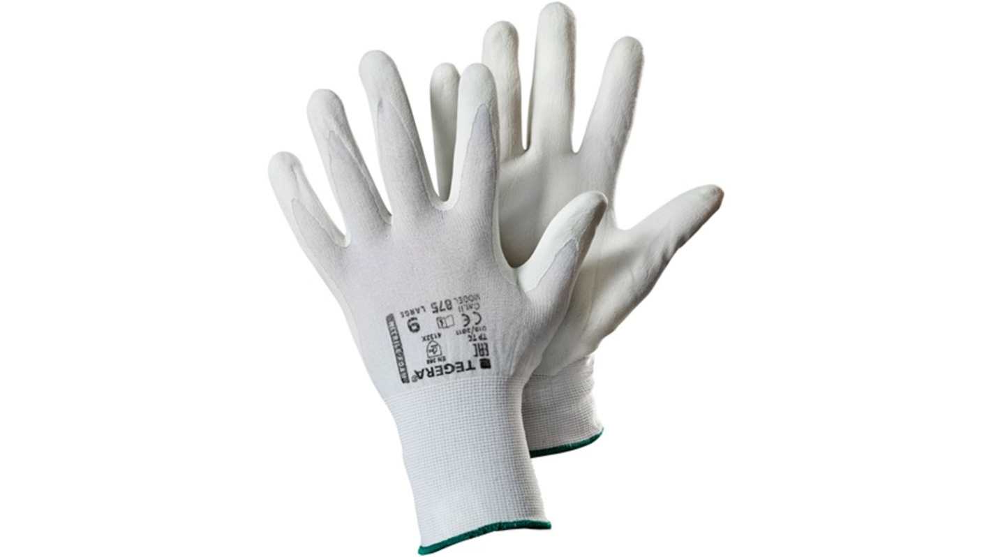 Tegera TEGERA White Nylon, Spandex Dry Environment Work Gloves, Size 8, Nitrile Foam Coating