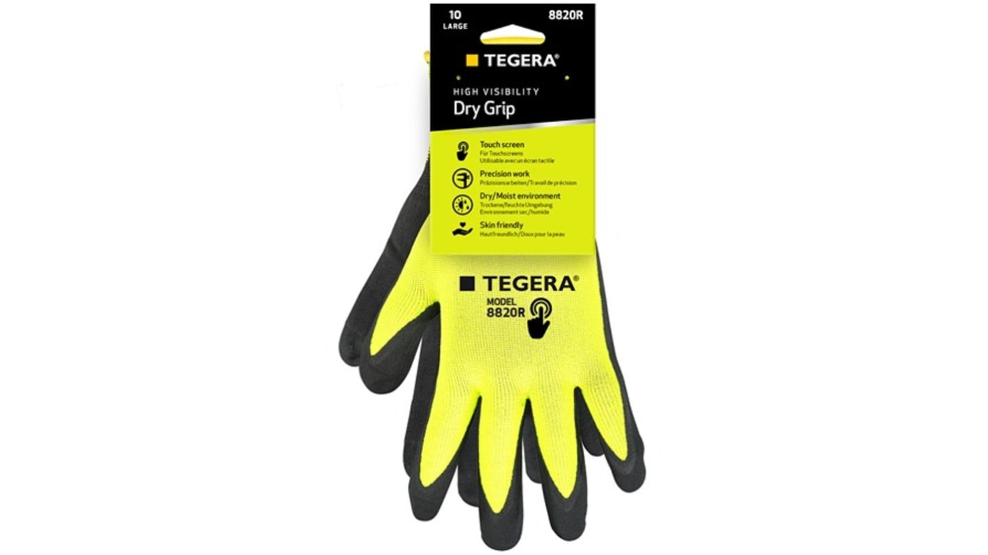Guanti da lavoro Tegera TEGERA, Tg. 12, in Poliestere, Spandex, col. Nero, giallo