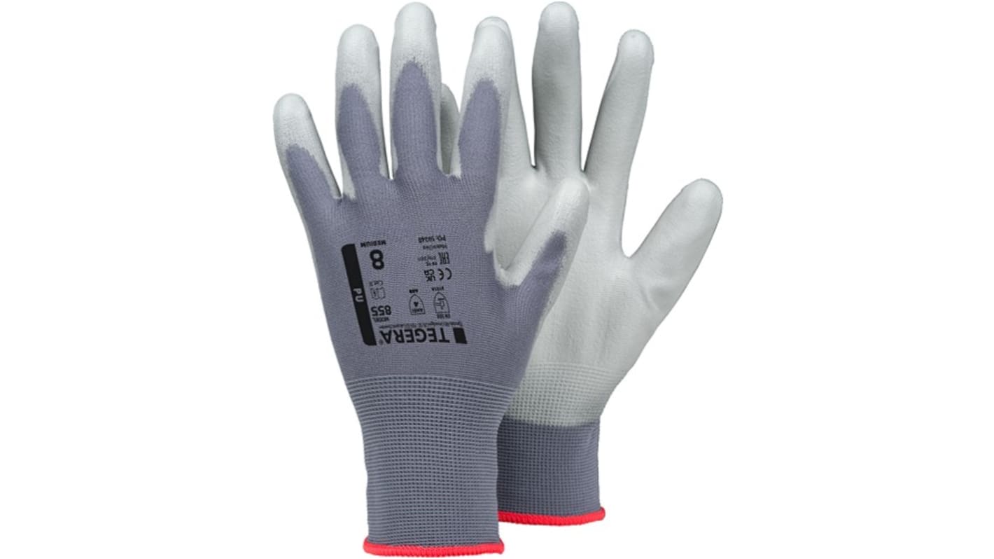 Tegera TEGERA Grey Nylon Dry Environment Work Gloves, Size 11, Polyurethane Coating