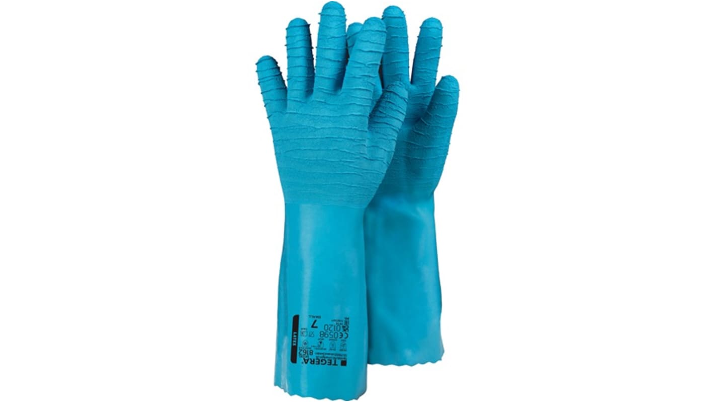 Tegera TEGERA Blue Latex Chemical Resistant Work Gloves, Size 9