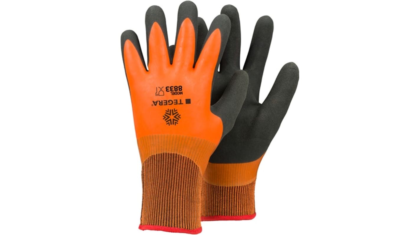 Tegera TEGERA Grey, Orange Acrylic, Polyester (Liner) Cold Resistant Work Gloves, Size 7, Latex Coating
