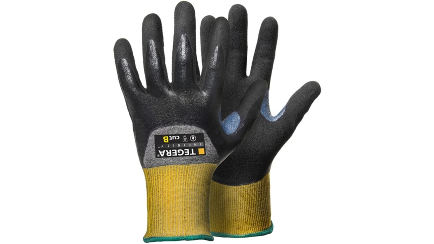 Tegera TEGERA Grey, Yellow Carbon, CRF Technology, HPPE, Nylon, Stainless Steel Fibre Yarn Cut Resistant Work Gloves,