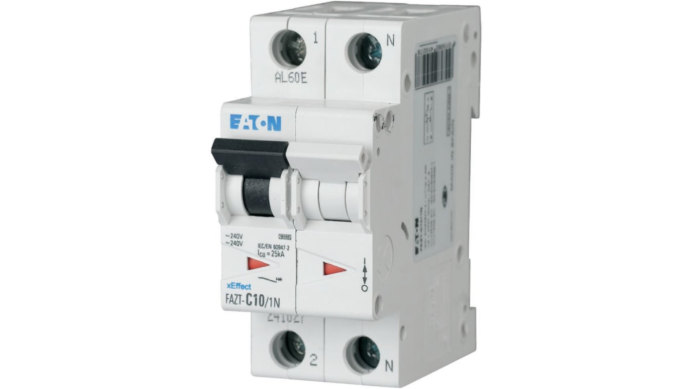 Eaton xEffect xEffect - FAZ-T MCB, 1+N, 20A Curve D, 240V AC, 60V DC, 20 kA Breaking Capacity