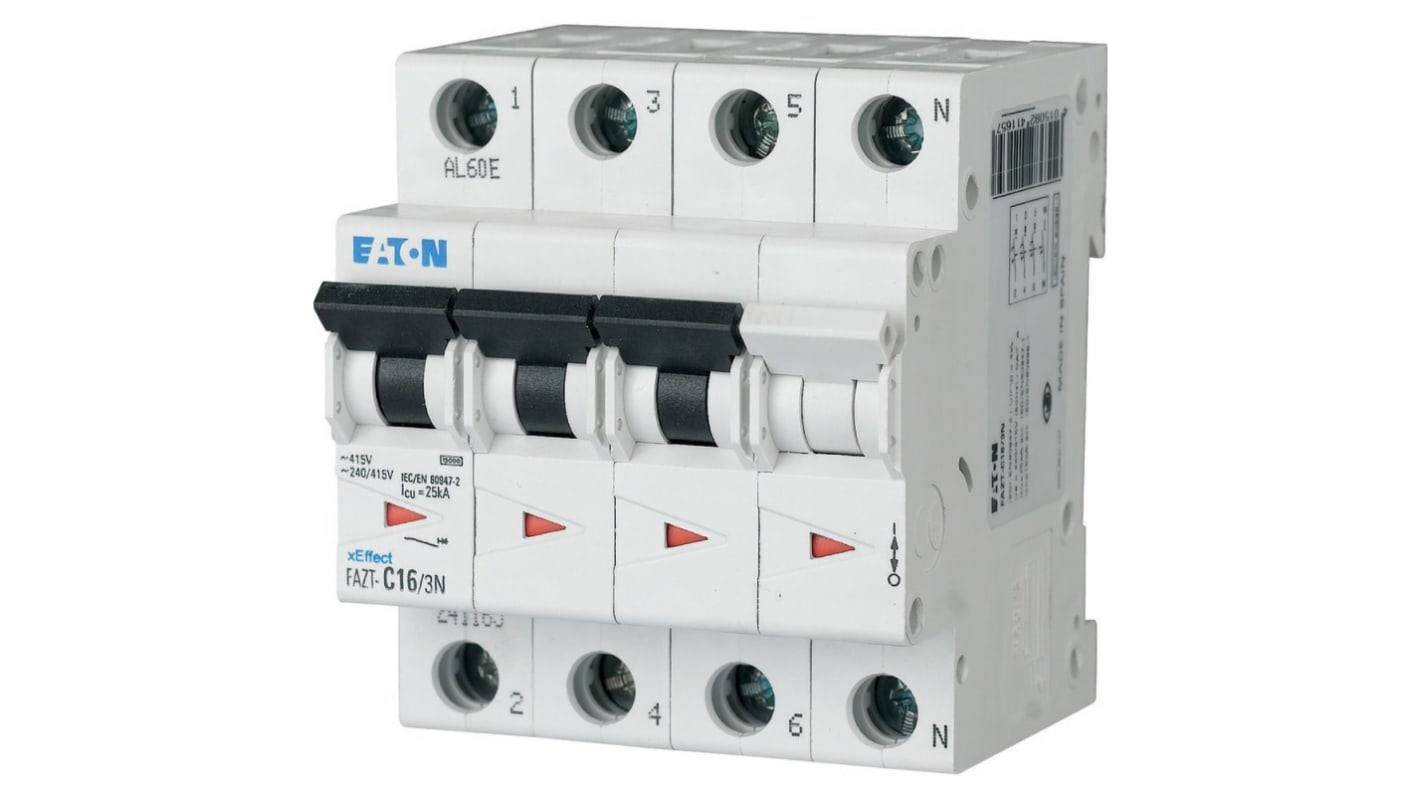 Eaton xEffect xEffect - FAZ-T MCB, 3+N, 20A Curve D, 415V AC, 60V DC, 20 kA Breaking Capacity