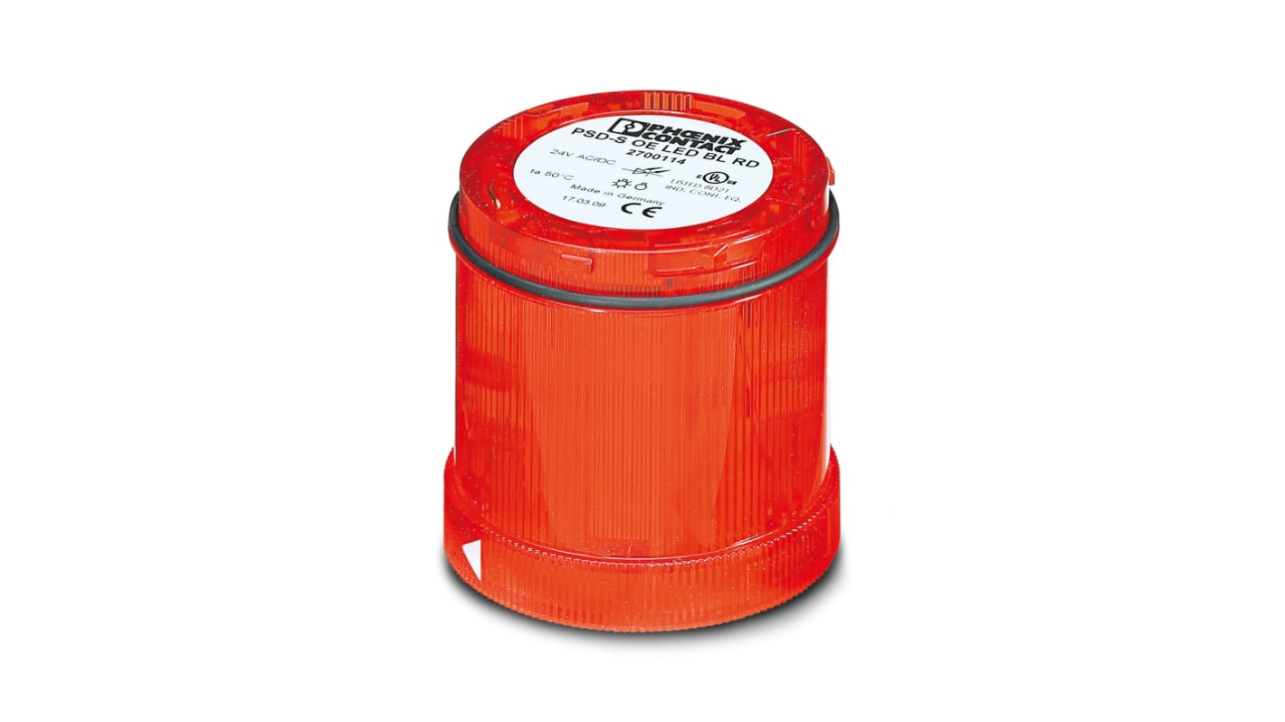 Phoenix Contact PSD Series Red Flashing Effect Flashing Light Element, 24 V ac/dc, LED Bulb, AC/DC, IP65