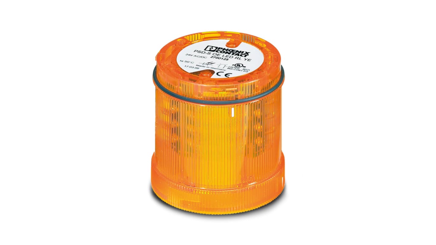 Phoenix Contact PSD Series Yellow Rotating Effect Flashing Light Element, 24 V ac/dc, LED Bulb, AC/DC, IP65