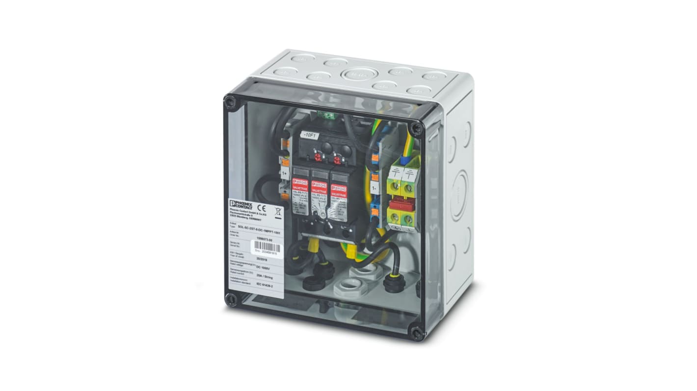 Phoenix Contact SOL-SC Series Grey, Transparent Polycarbonate Junction Box, IP65, 180 x 180 x 111mm