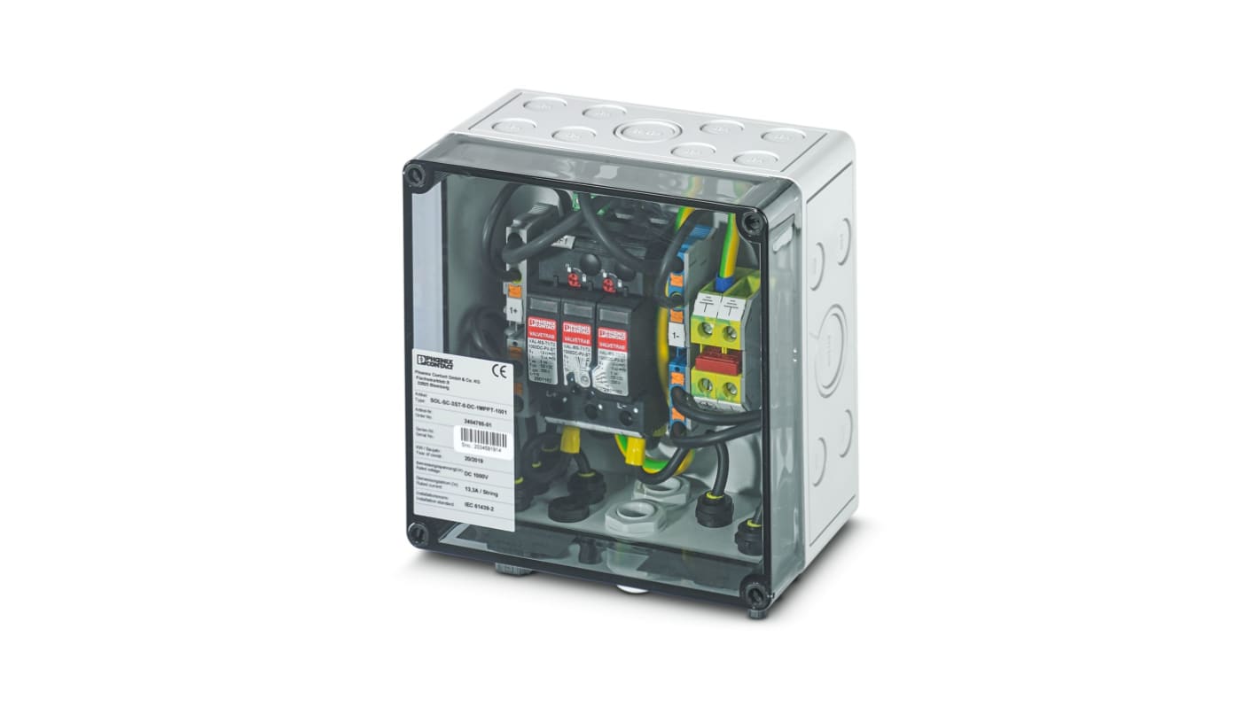 Phoenix Contact SOL-SC Series Grey, Transparent Polycarbonate Junction Box, IP65, 180 x 180 x 111mm