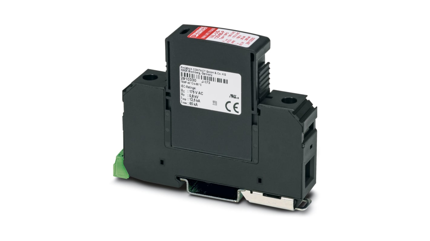 Phoenix Contact 1 Phase Surge Protector, 65kA, 400V (Volts), DIN Rail Mount
