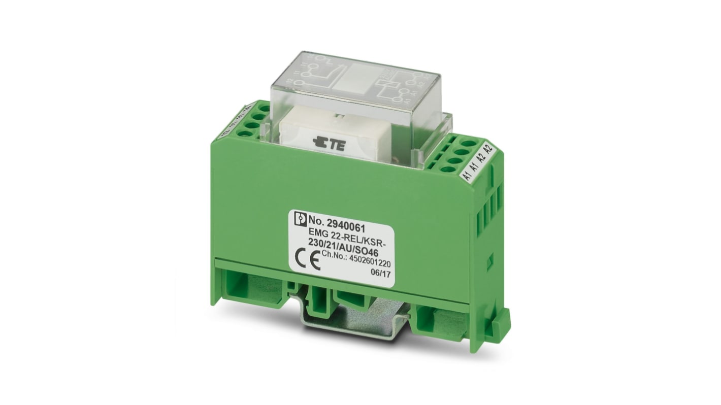 Phoenix Contact EMG Series Relay Module, DIN Rail Mount, 230V Coil, SPDT, 0.5A Load