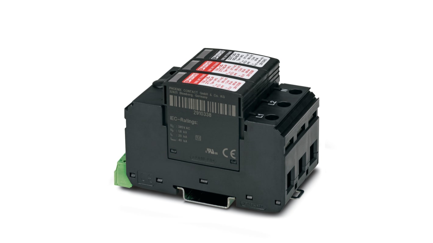 Phoenix Contact 1 Phase Surge Protector, 40kA, 1200V (Volts), DIN Rail Mount