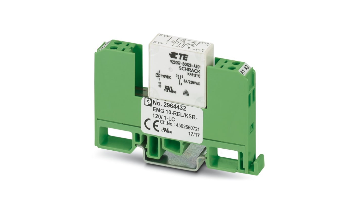Phoenix Contact EMG Series Relay Module, DIN Rail Mount, 120V Coil, SPST, 6A Load