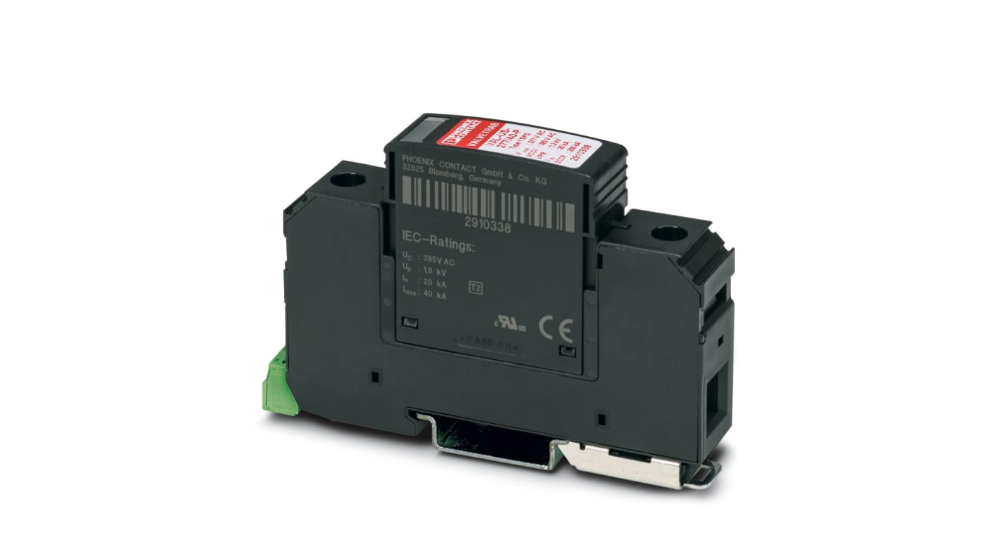 Phoenix Contact 1 Phase Surge Protector, 30kA, 2000V (Volts), DIN Rail Mount