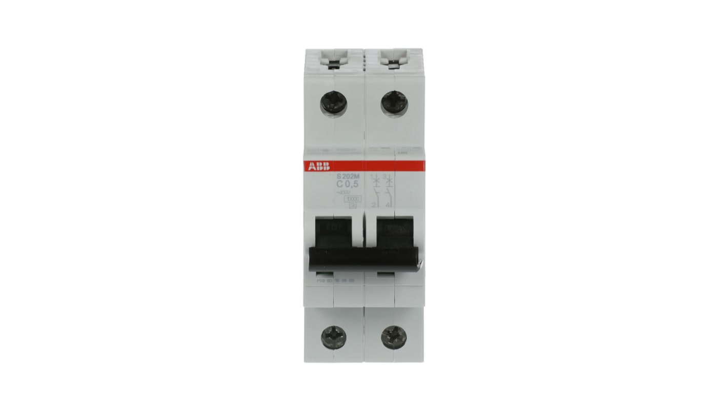 Interruttore magnetotermico ABB, 2P 500mA 10 kA, Tipo C