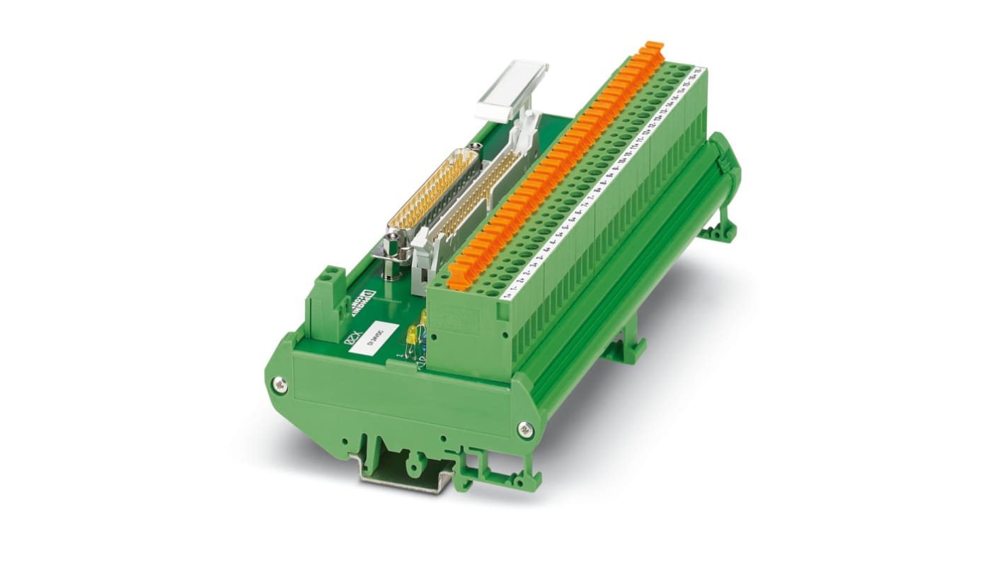Phoenix Contact UM- D37SUB/M/HC3/16DI/LA/MT Series 16-Contact Female Interface Module, DIN Rail Mount, 100mA