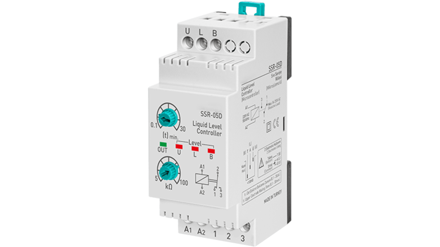 RS PRO Liquid Level Monitoring Relay, Single Phase, 150 → 260V ac, DIN Rail