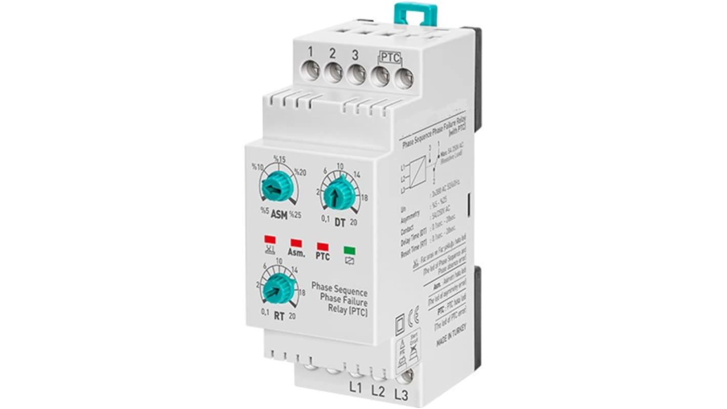RS PRO Phase Monitoring Relay, Three Phase, 380V ac, DIN Rail