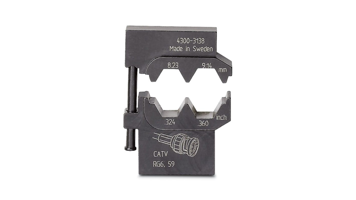 Phoenix Contact, CRIMPFOX-M Crimp Die, Coaxial, Wire size 9.14mm², Coaxial Type CATV, RG 59