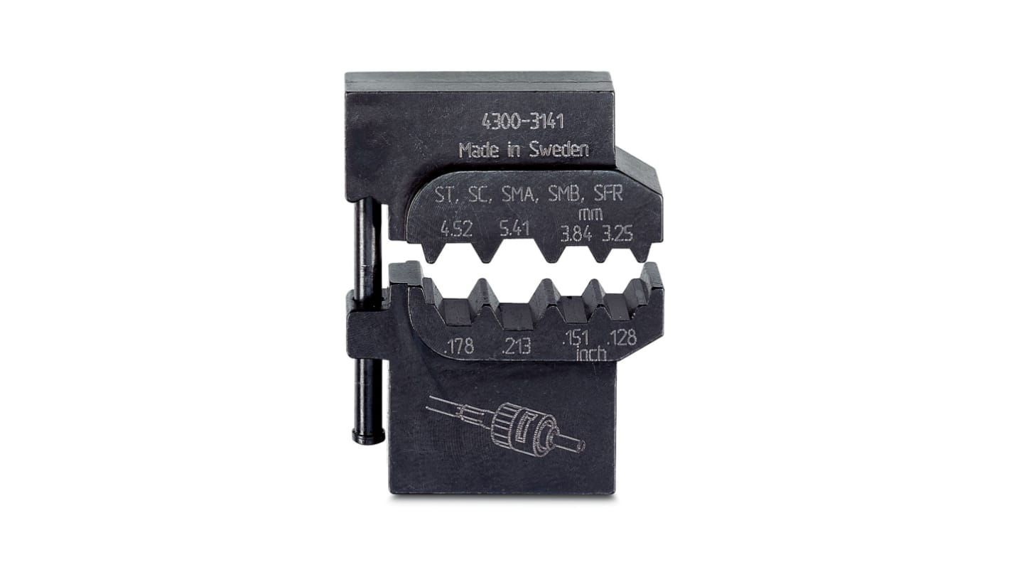 Phoenix Contact, CRIMPFOX-M Crimp Die, Coaxial, Fibre Optic Connector, Wire size 5.41mm², Coaxial Type ST/ SC/ SMA/