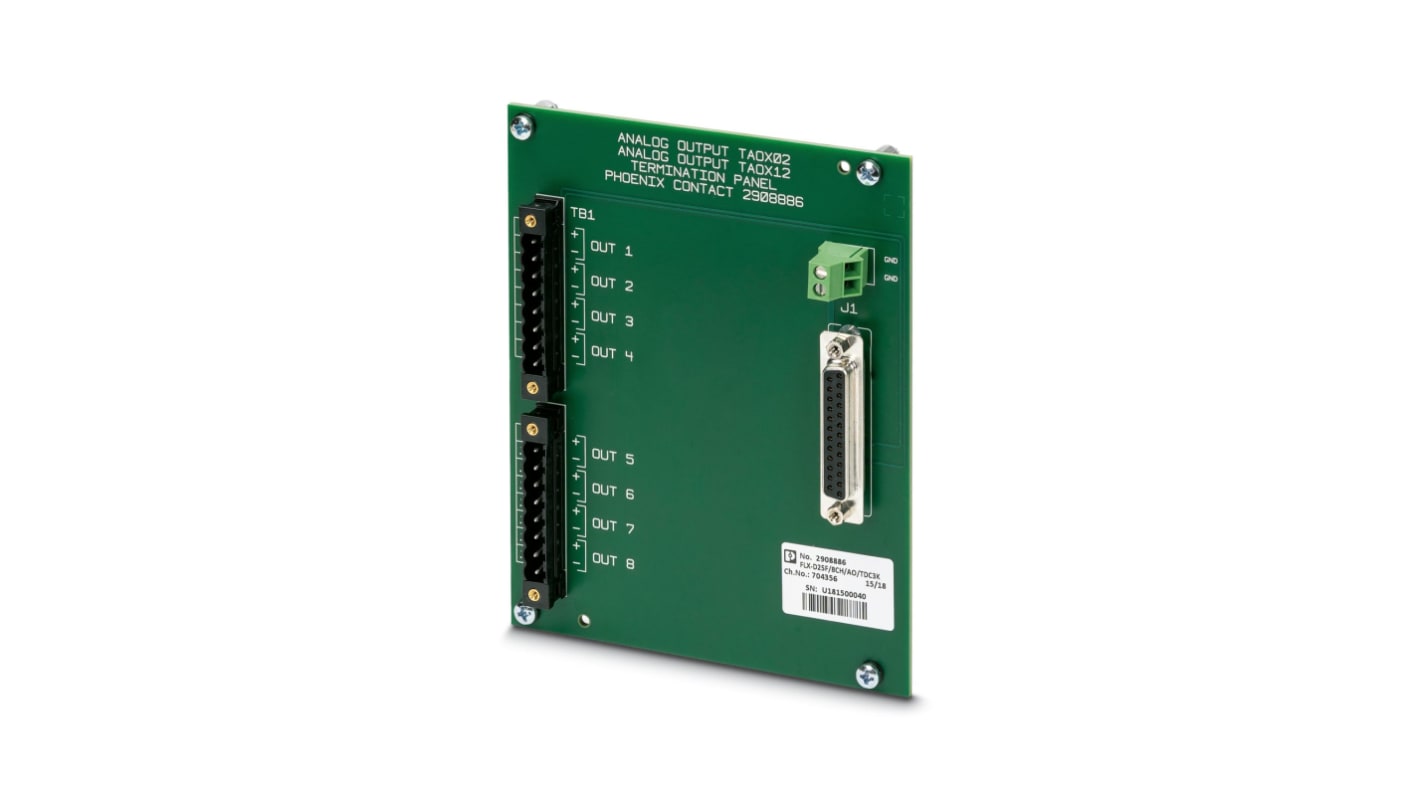 Phoenix Contact FLX-D25F/8CH/AO/TDC3K Series 1-Contact Female Interface Module, D-sub Connector, Panel Mount, 500mA