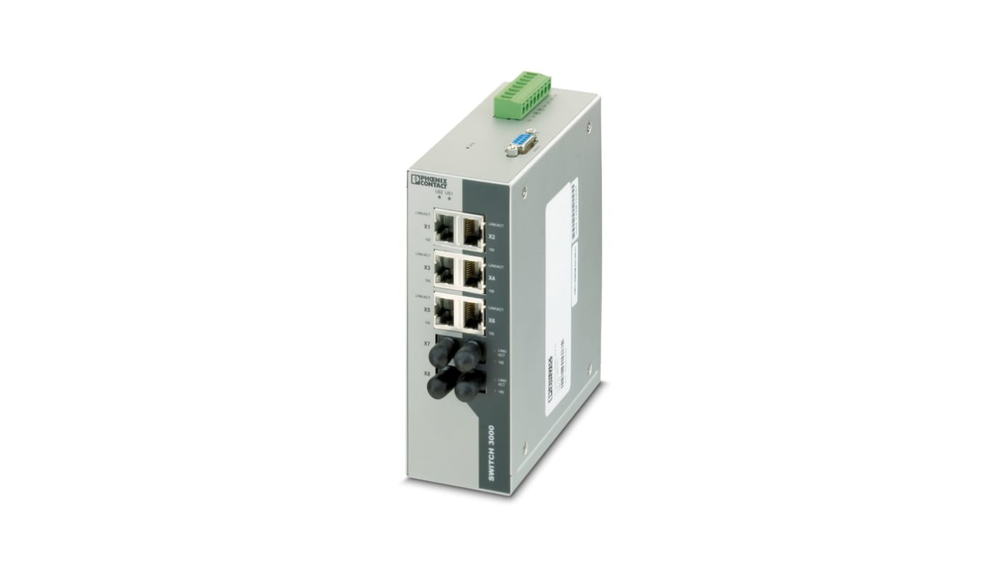 Phoenix Contact FL SWITCH 3006T-2FX ST Industriel Ethernet-switch, 6 Porte, 10/100Mbit/s, DIN-skinne-montering