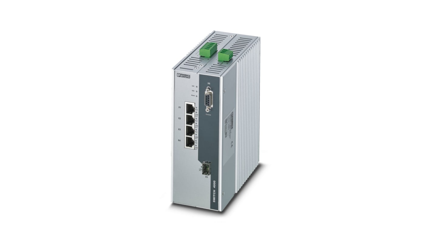 Phoenix Contact FL SWITCH 4000T-4POE-SFP Industriel Ethernet-switch, 4 Porte, 10/100/1000Mbit/s, DIN-skinne-montering